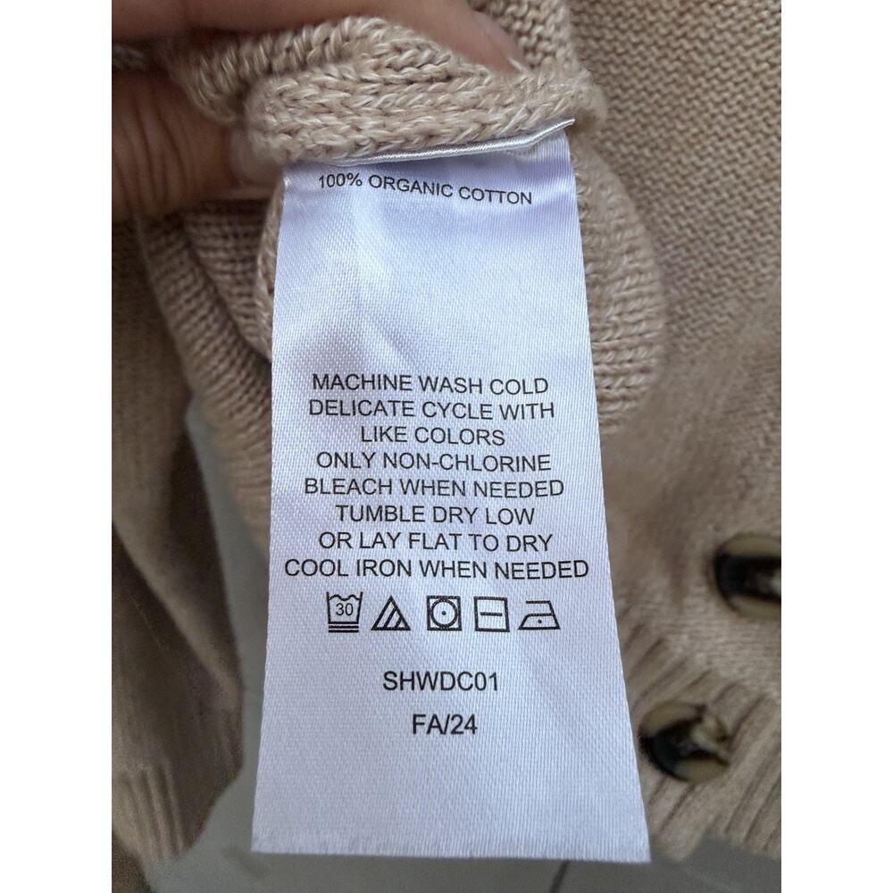 QUINCE Speckled Beige 100% ORGANIC COTTON Cropped CARDIGAN Sz S Minimalist Prepp - Picture 11 of 15